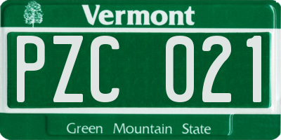 VT license plate PZC021