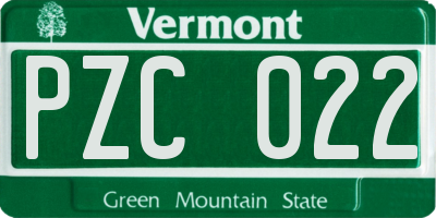 VT license plate PZC022