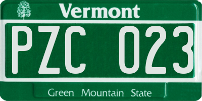 VT license plate PZC023