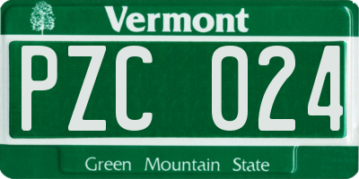 VT license plate PZC024