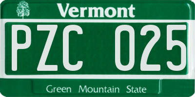 VT license plate PZC025