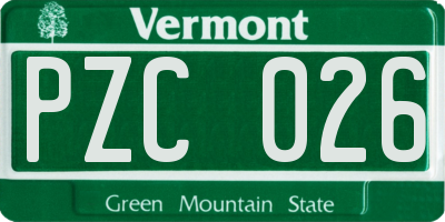 VT license plate PZC026