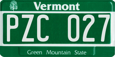 VT license plate PZC027