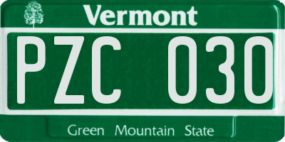VT license plate PZC030