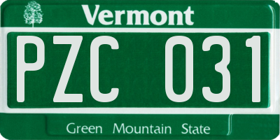 VT license plate PZC031