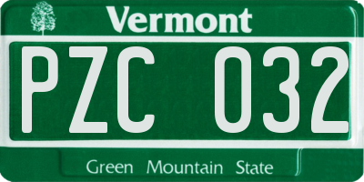 VT license plate PZC032