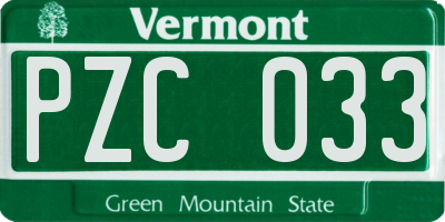 VT license plate PZC033