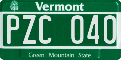 VT license plate PZC040