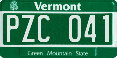 VT license plate PZC041