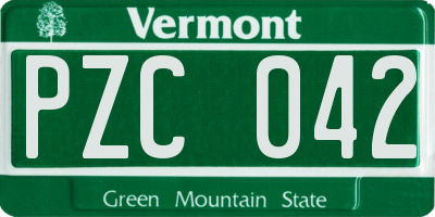 VT license plate PZC042