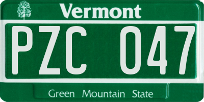VT license plate PZC047