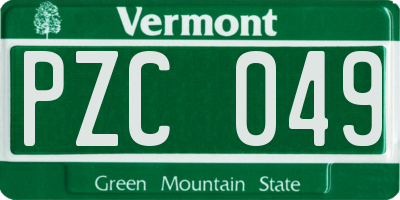 VT license plate PZC049