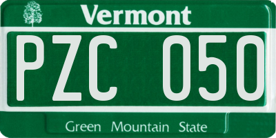 VT license plate PZC050