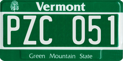 VT license plate PZC051