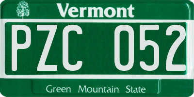 VT license plate PZC052