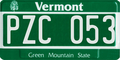 VT license plate PZC053