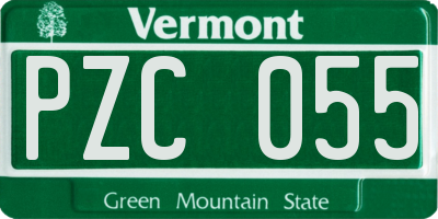 VT license plate PZC055