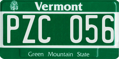 VT license plate PZC056