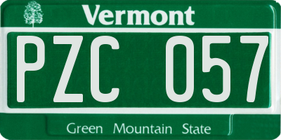 VT license plate PZC057