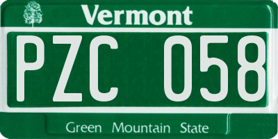 VT license plate PZC058