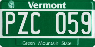 VT license plate PZC059