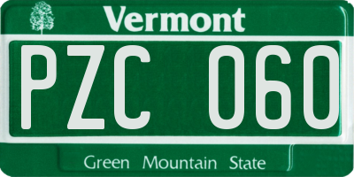 VT license plate PZC060