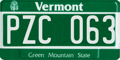 VT license plate PZC063
