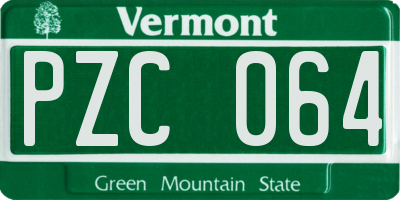 VT license plate PZC064