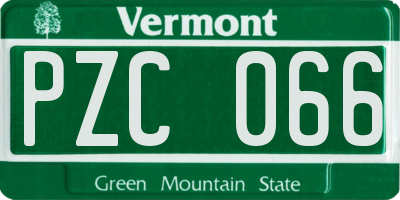 VT license plate PZC066