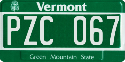 VT license plate PZC067