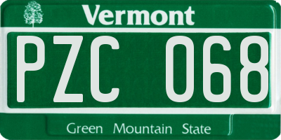 VT license plate PZC068