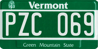 VT license plate PZC069