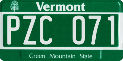 VT license plate PZC071