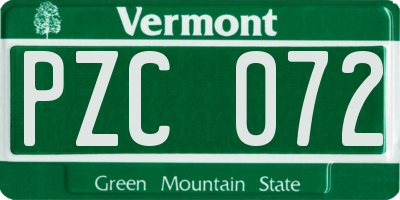 VT license plate PZC072