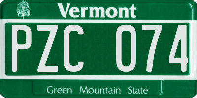 VT license plate PZC074