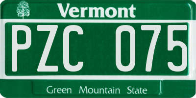 VT license plate PZC075