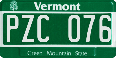 VT license plate PZC076
