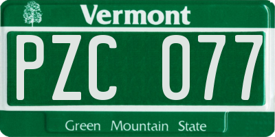 VT license plate PZC077