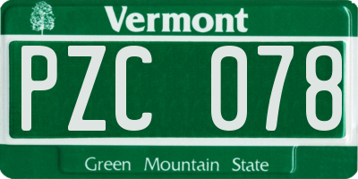 VT license plate PZC078