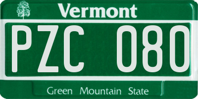 VT license plate PZC080
