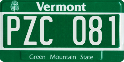 VT license plate PZC081