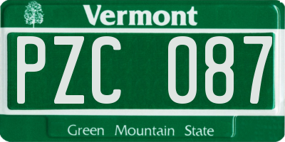 VT license plate PZC087