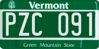 VT license plate PZC091