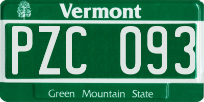 VT license plate PZC093
