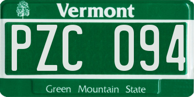 VT license plate PZC094