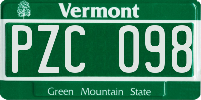 VT license plate PZC098