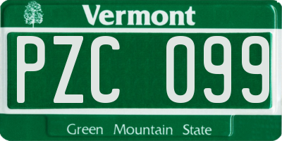 VT license plate PZC099
