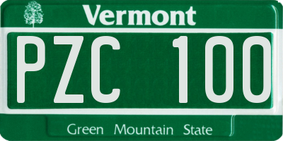 VT license plate PZC100