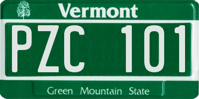 VT license plate PZC101