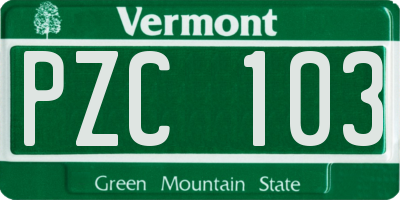 VT license plate PZC103